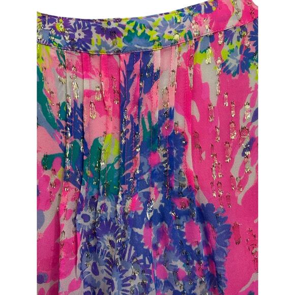 Lilly Pulitzer Colby Silk Clip Top, metallic, painterly, resort, effortless - Picture 5 of 8